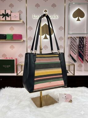 Kate Spade Jackson Boardwalk Stripe Medium Triple Compartment Shoulder Bag